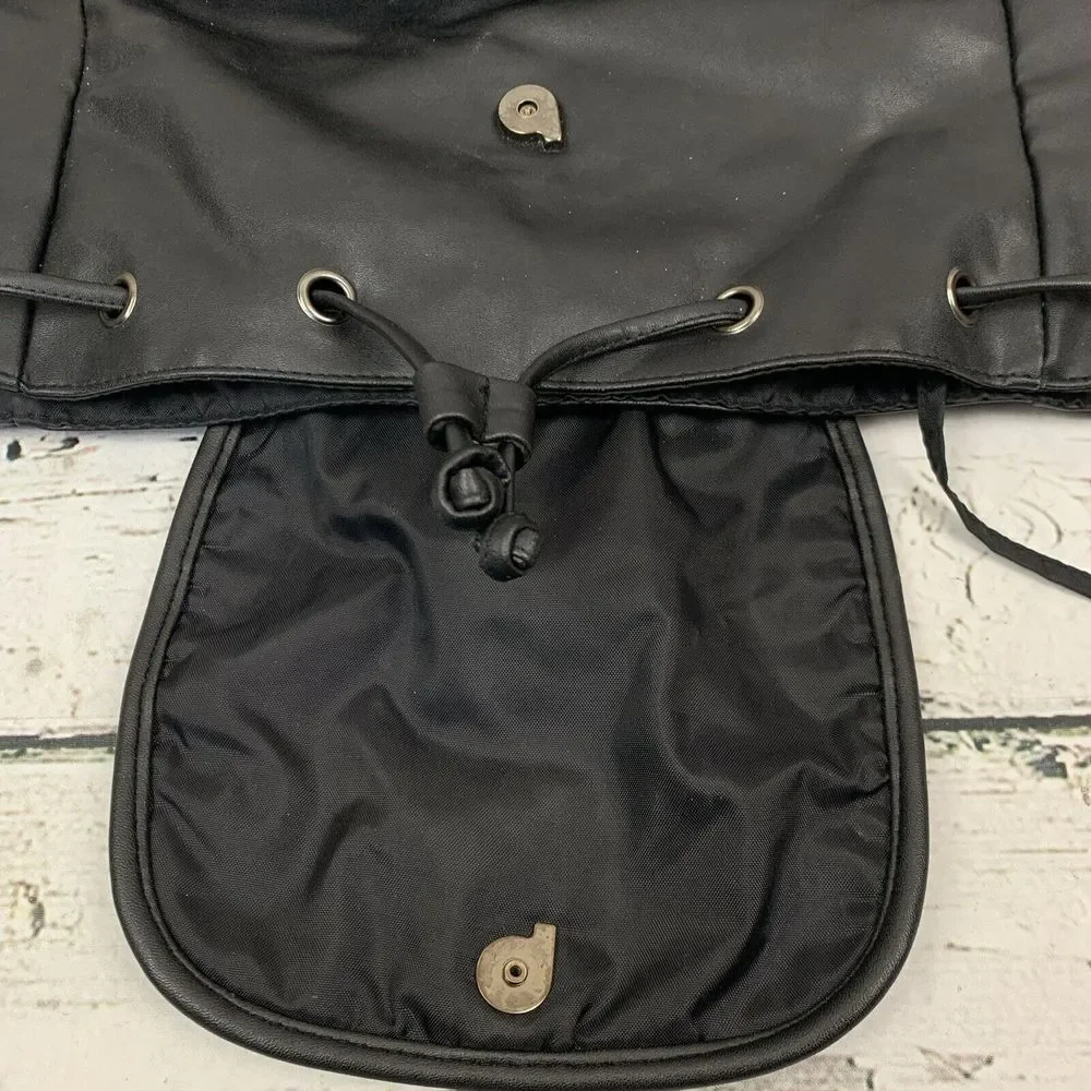 Eddie Bauer Black Faux Leather Backpack Versatile Travel Daypack Diaper‎ Bag